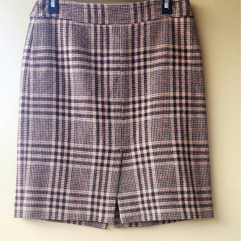 Vintage 1990's Womens Ann taylor brown Wool Blend Lined Geek Preppy skirt